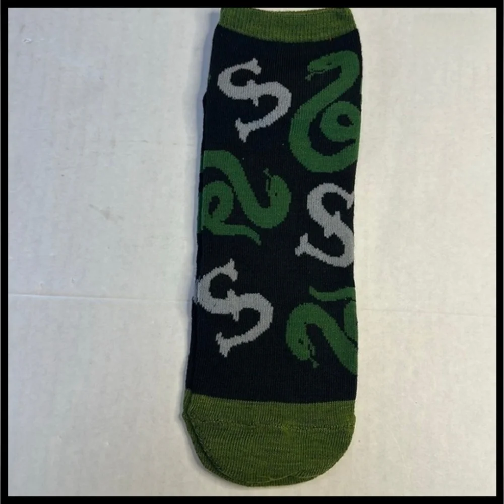 New! Slytherin Themed Men's (Crew/No Show) Socks - Black/Green/Grey
